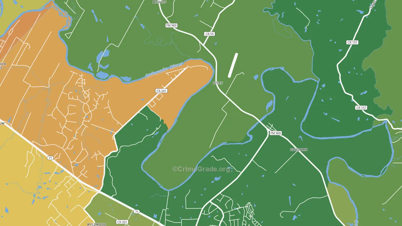 Utley, TX Map of Assault Rates
