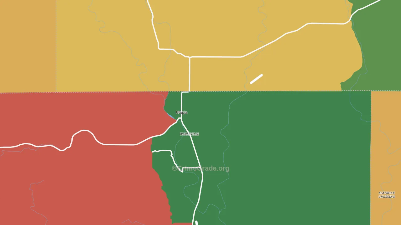 Utopia, TX Map of Assault Rates