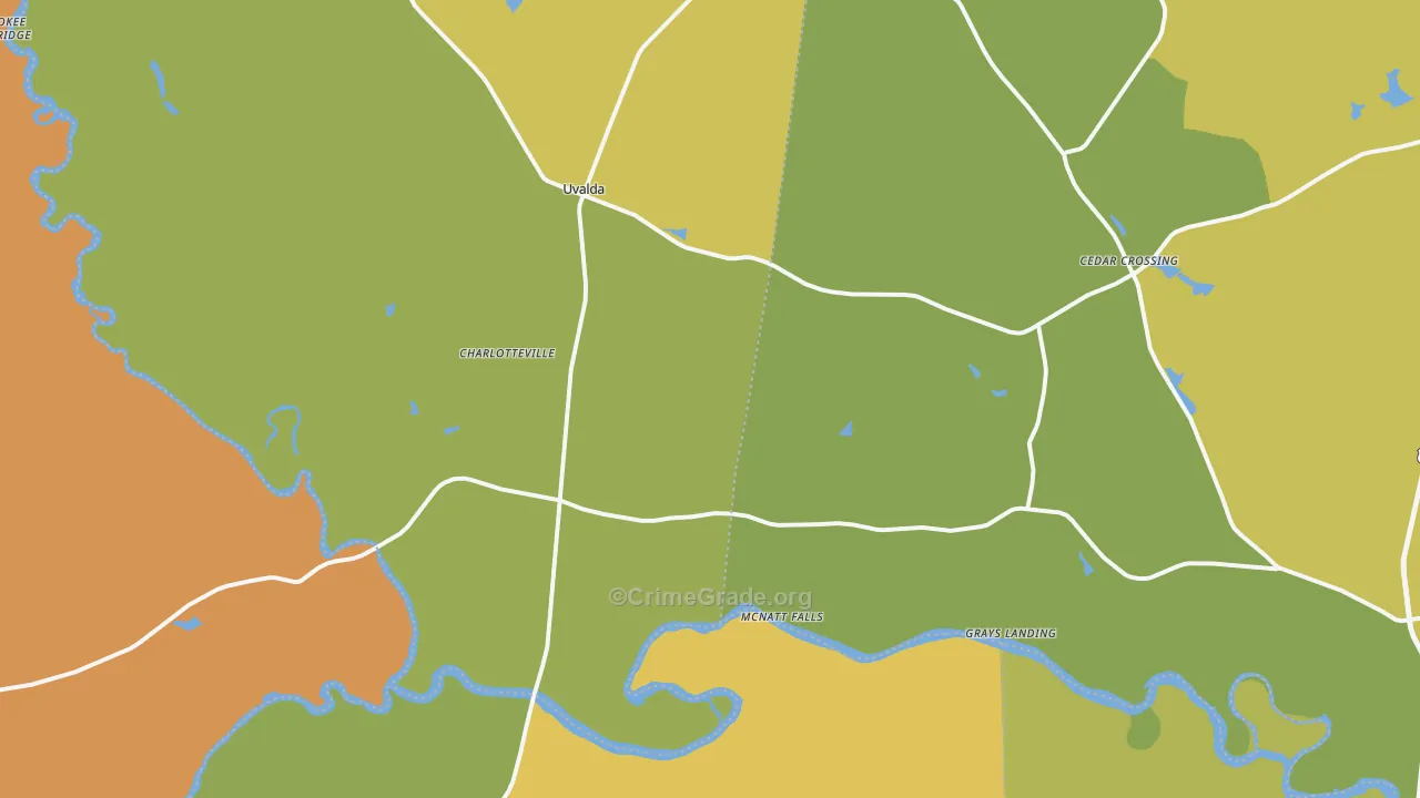 Uvalda, GA Map of Assault Rates