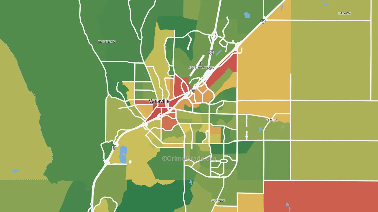 Vacaville, CA Map of Assault Rates