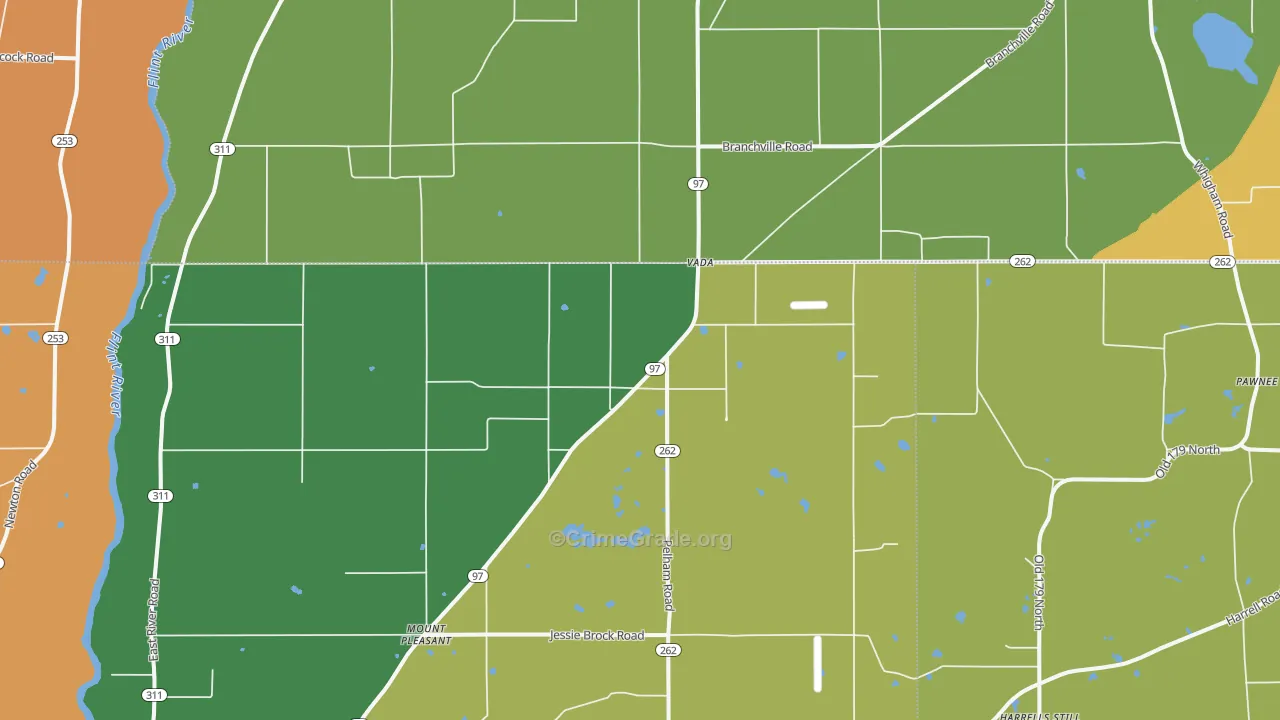 Vada, GA Map of Assault Rates