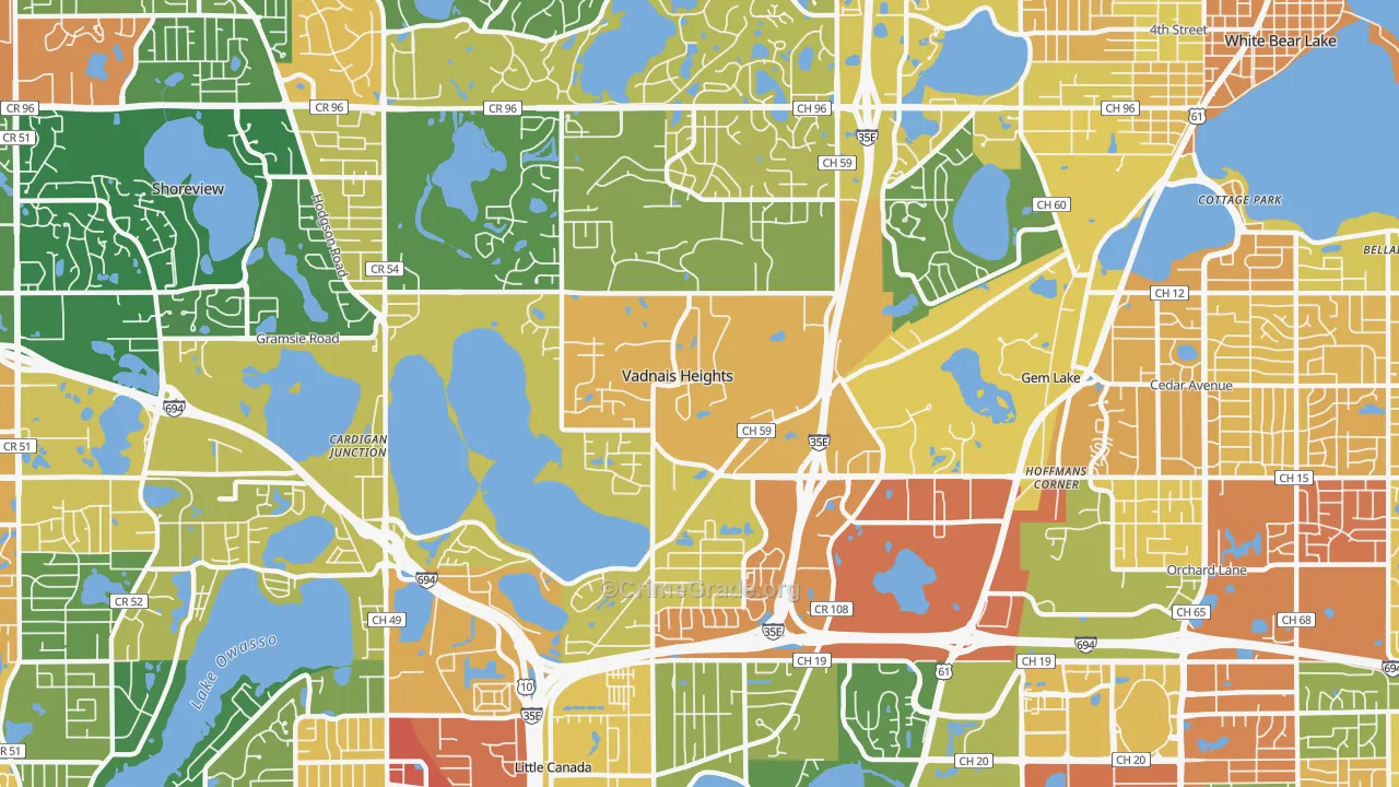 Vadnais Heights, MN Map of Assault Rates