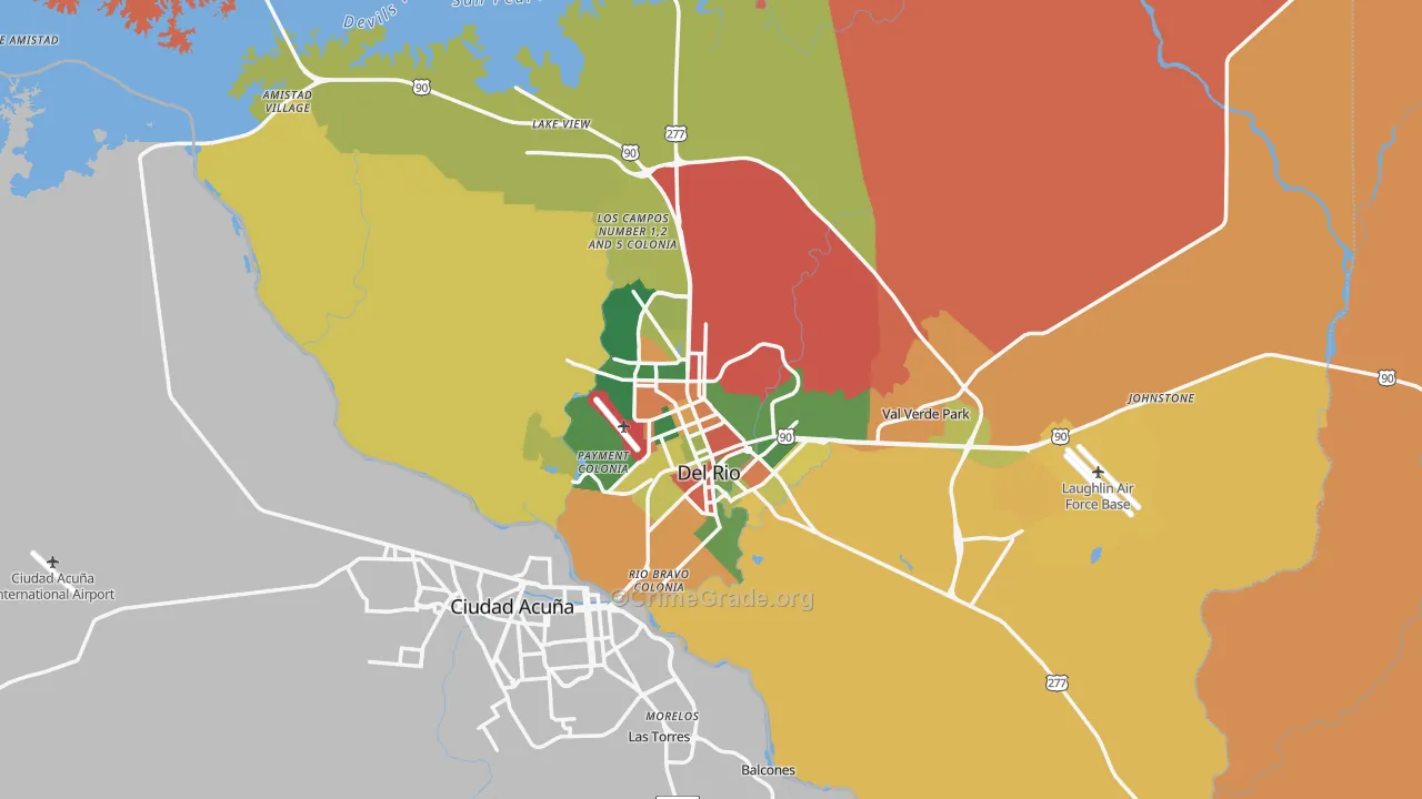 Val Verde County, TX Map of Assault Rates