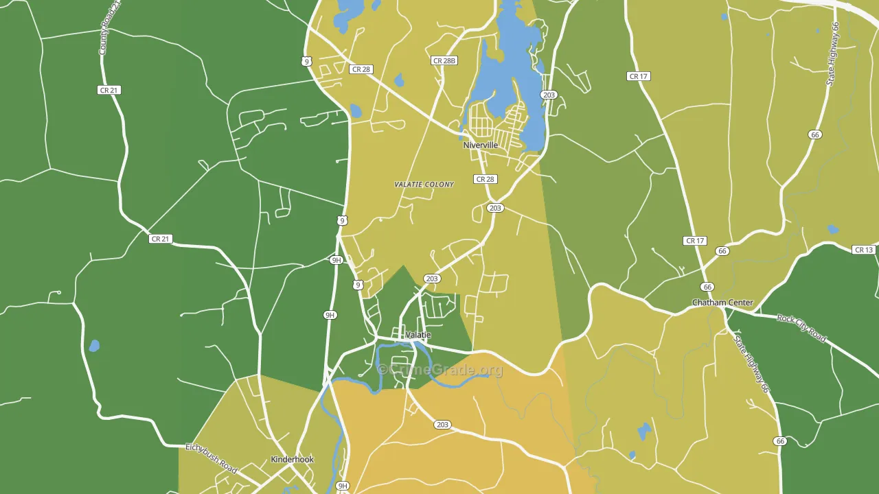 Valatie, NY Map of Assault Rates