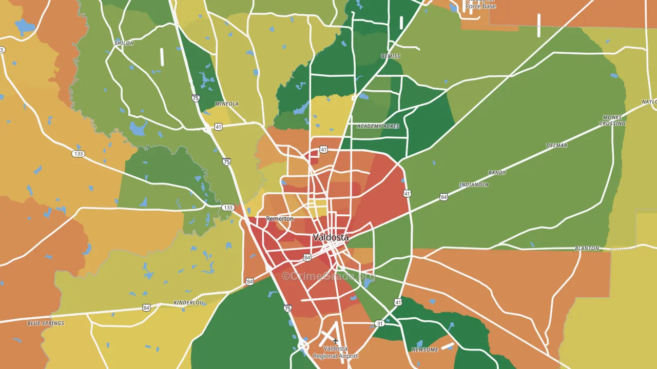 Valdosta, GA Map of Assault Rates