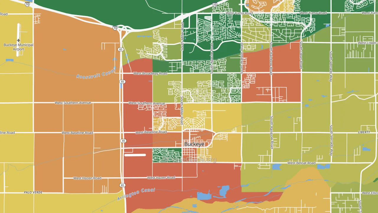 Valencia, Buckeye, AZ Map of Assault Rates