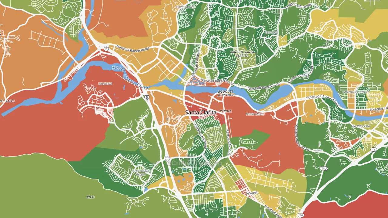 Valencia, CA Map of Assault Rates
