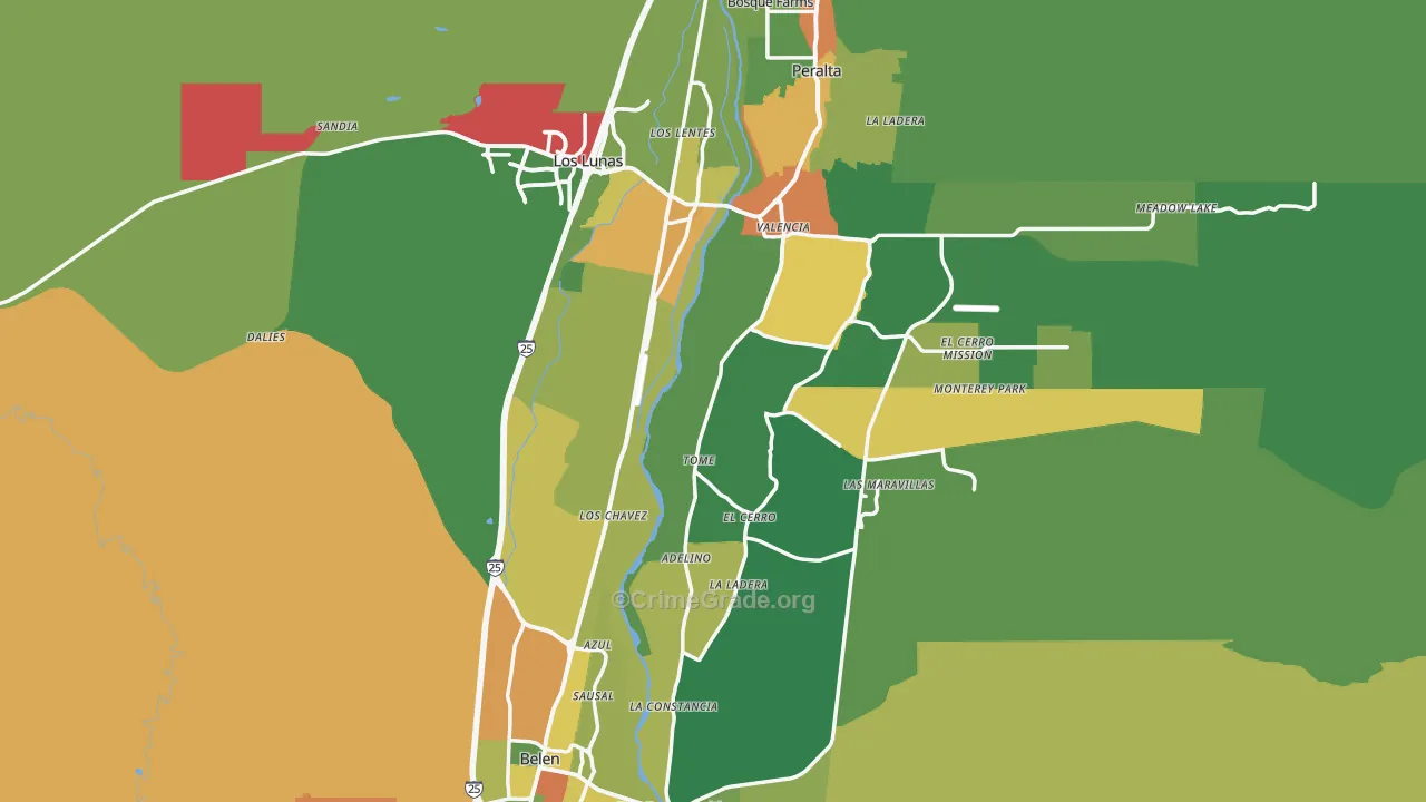 Valencia County, NM Map of Assault Rates
