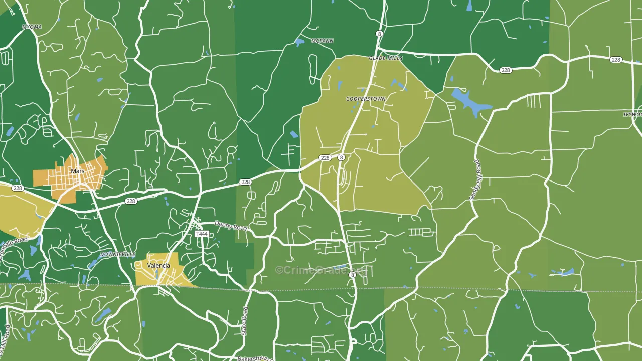 Valencia, PA Map of Assault Rates