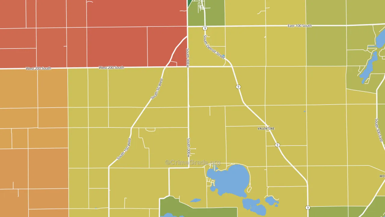 Valentine, IN Map of Assault Rates