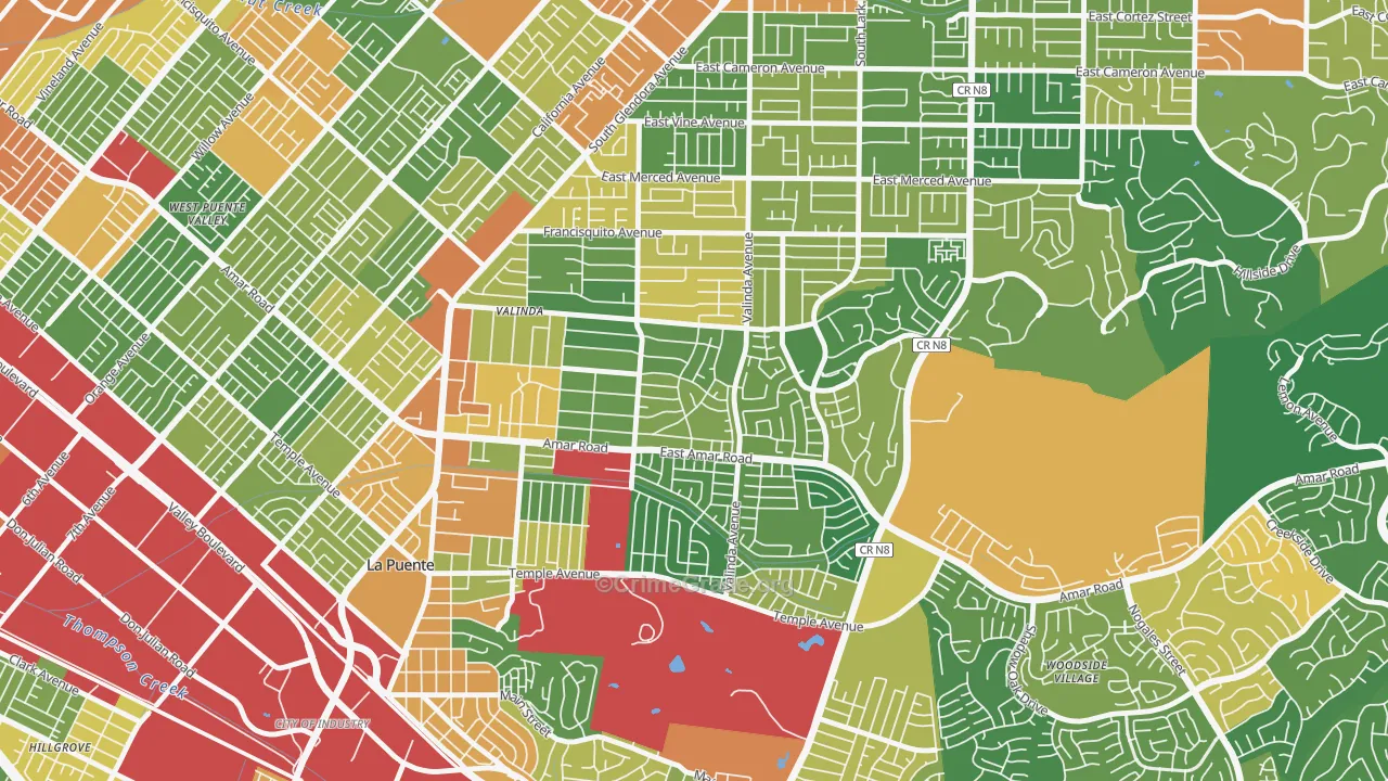 Valinda, CA Map of Assault Rates