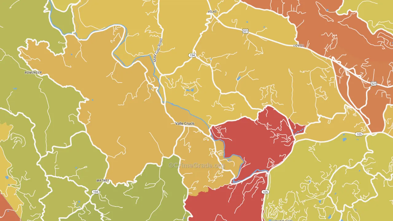 Valle Crucis, NC Map of Assault Rates
