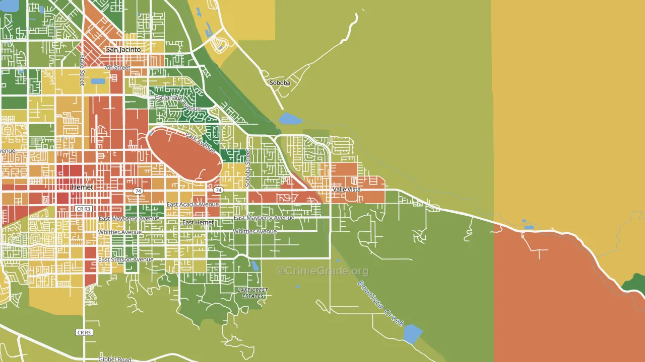 Valle Vista, CA Map of Assault Rates