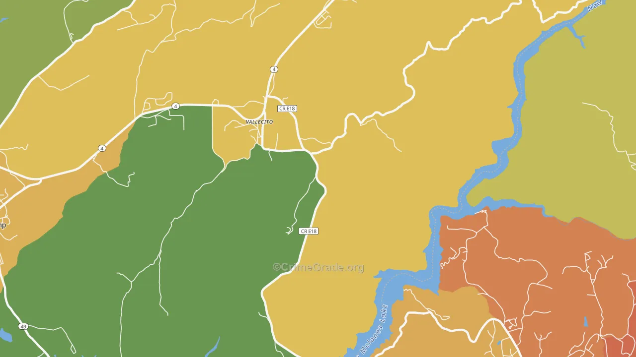 Vallecito, CA Map of Assault Rates
