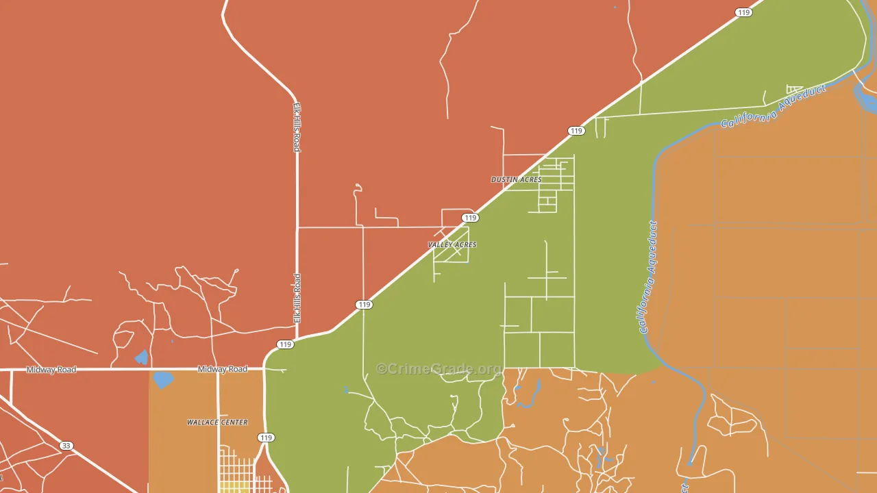 Valley Acres, CA Map of Assault Rates