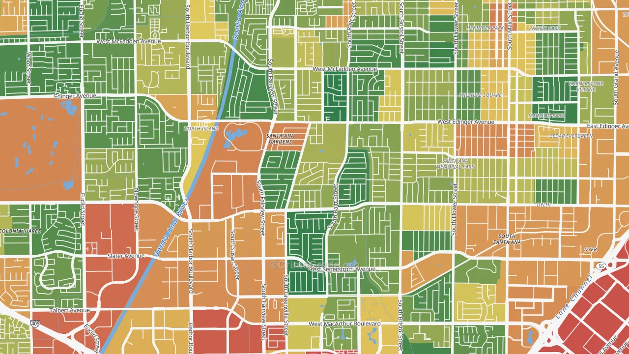 Valley Adams, Santa Ana, CA Map of Assault Rates