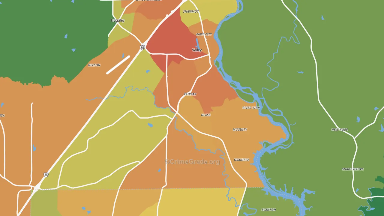 Valley, AL Map of Assault Rates