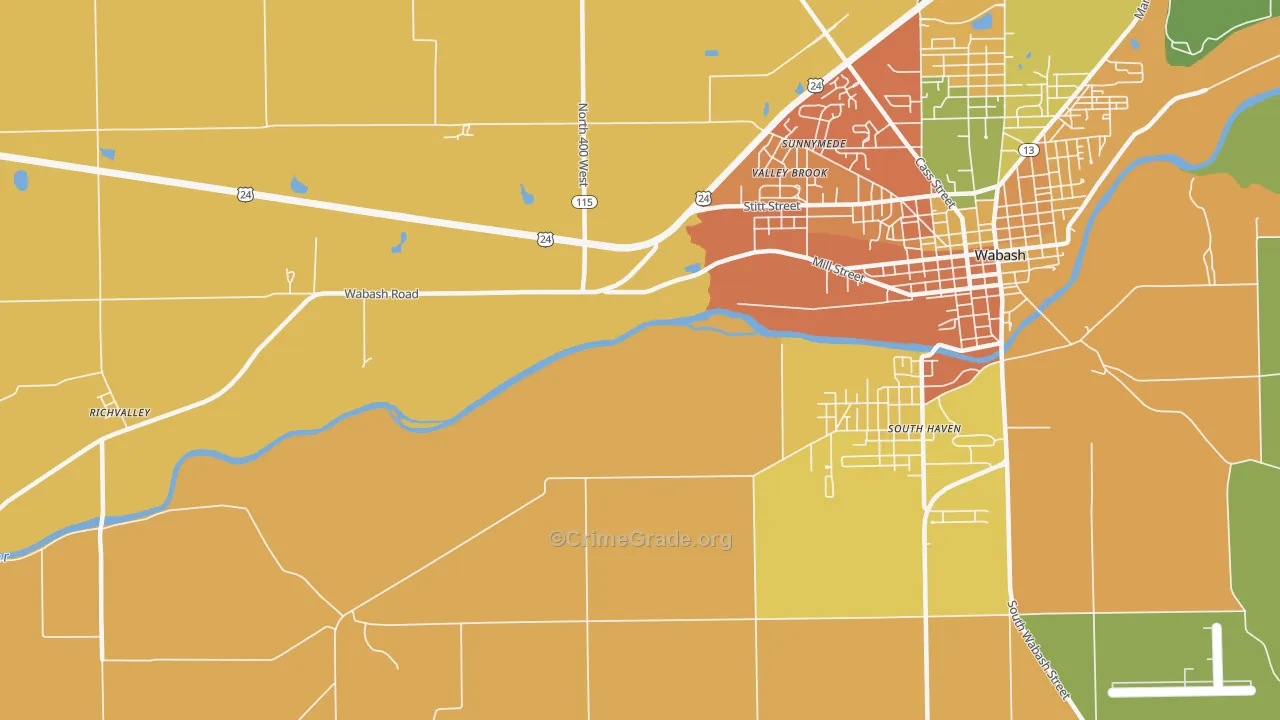 Valley Brook, IN Map of Assault Rates