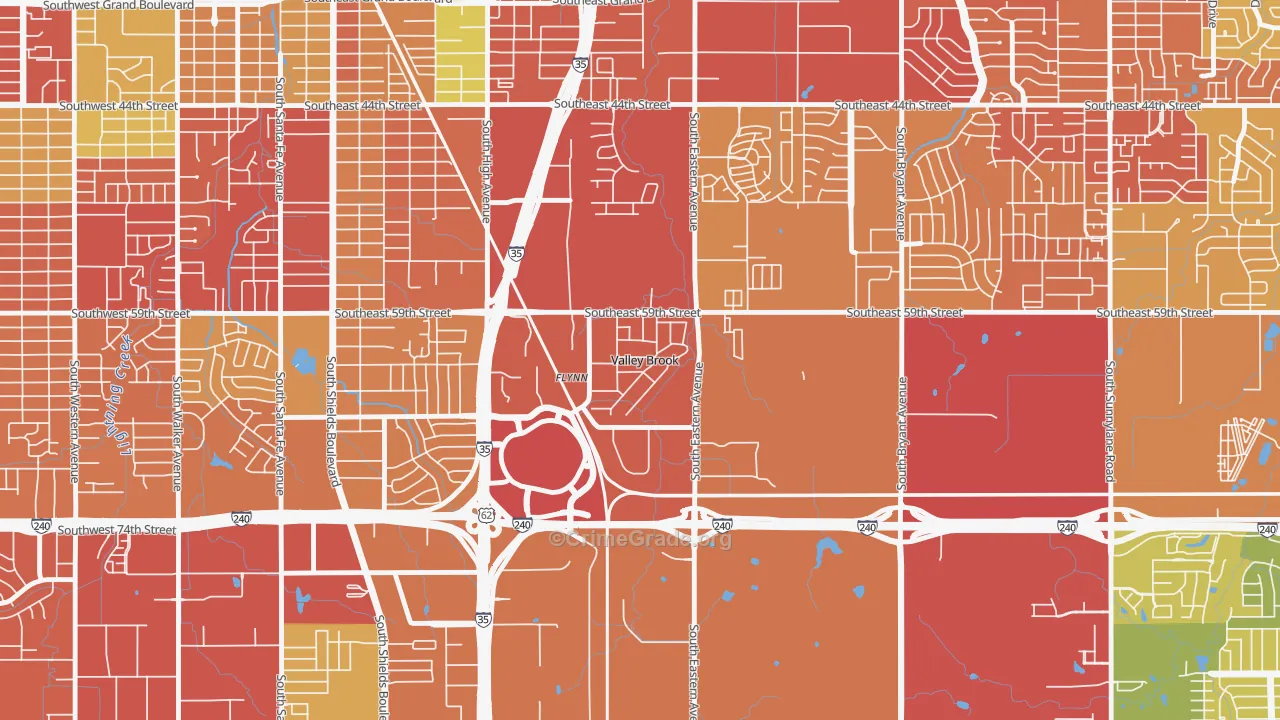 Valley Brook, OK Map of Assault Rates