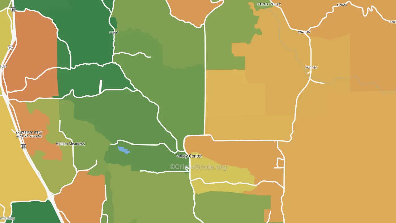 Valley Center, CA Map of Assault Rates