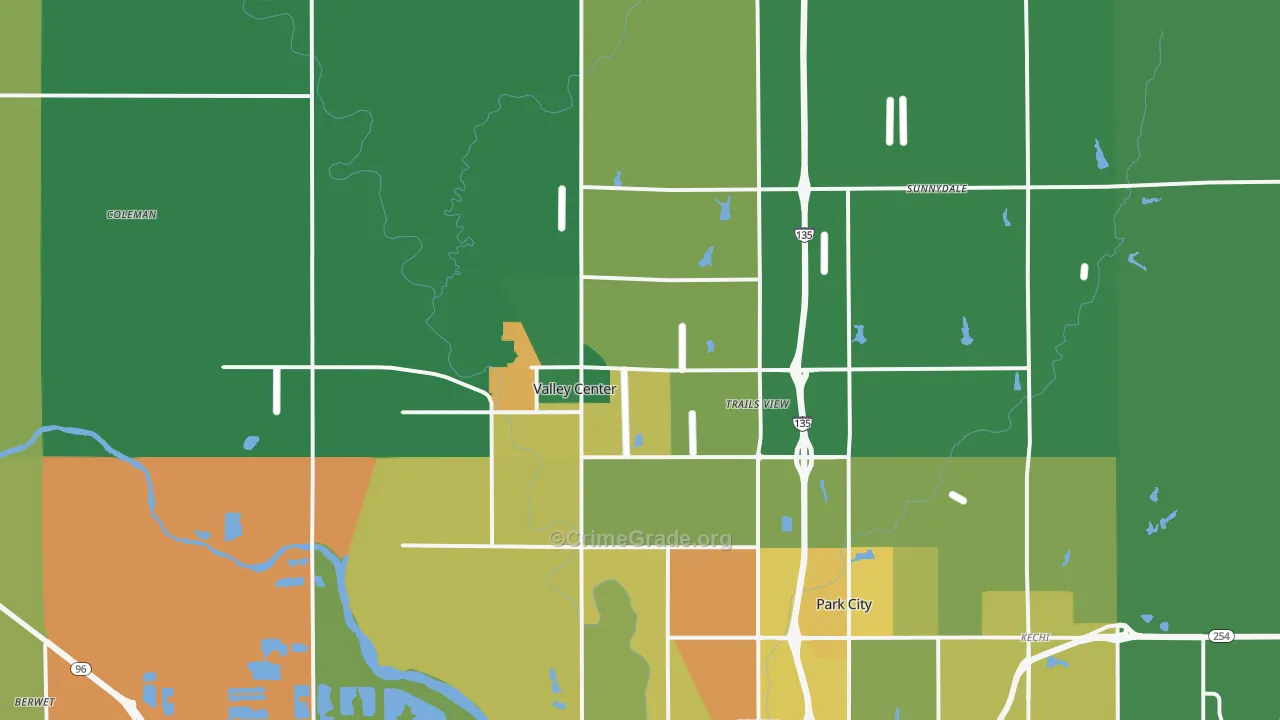 Valley Center, KS Map of Assault Rates