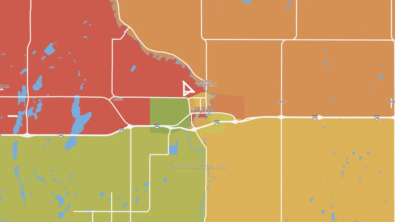 Valley City, ND Map of Assault Rates