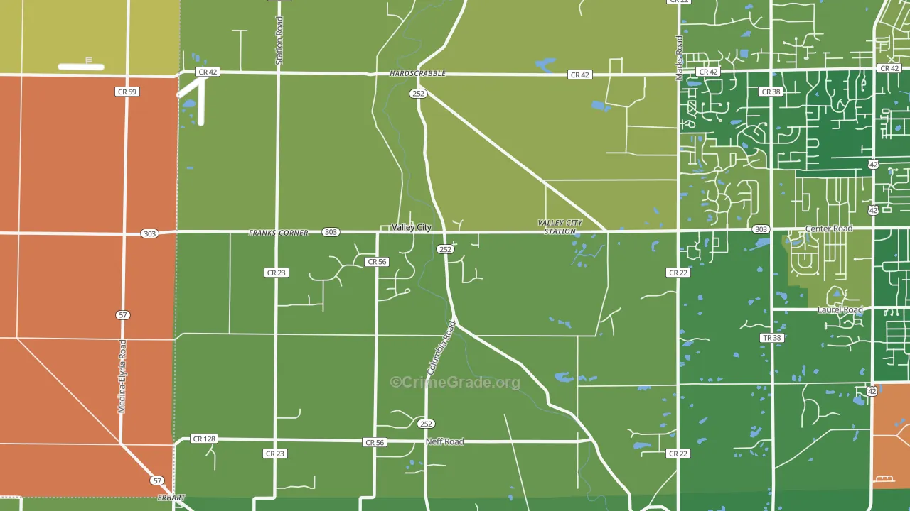 Valley City, OH Map of Assault Rates