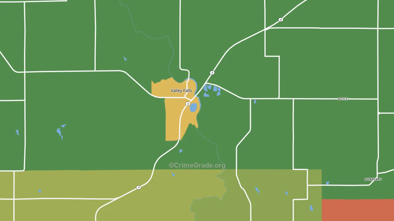 Valley Falls, KS Map of Assault Rates