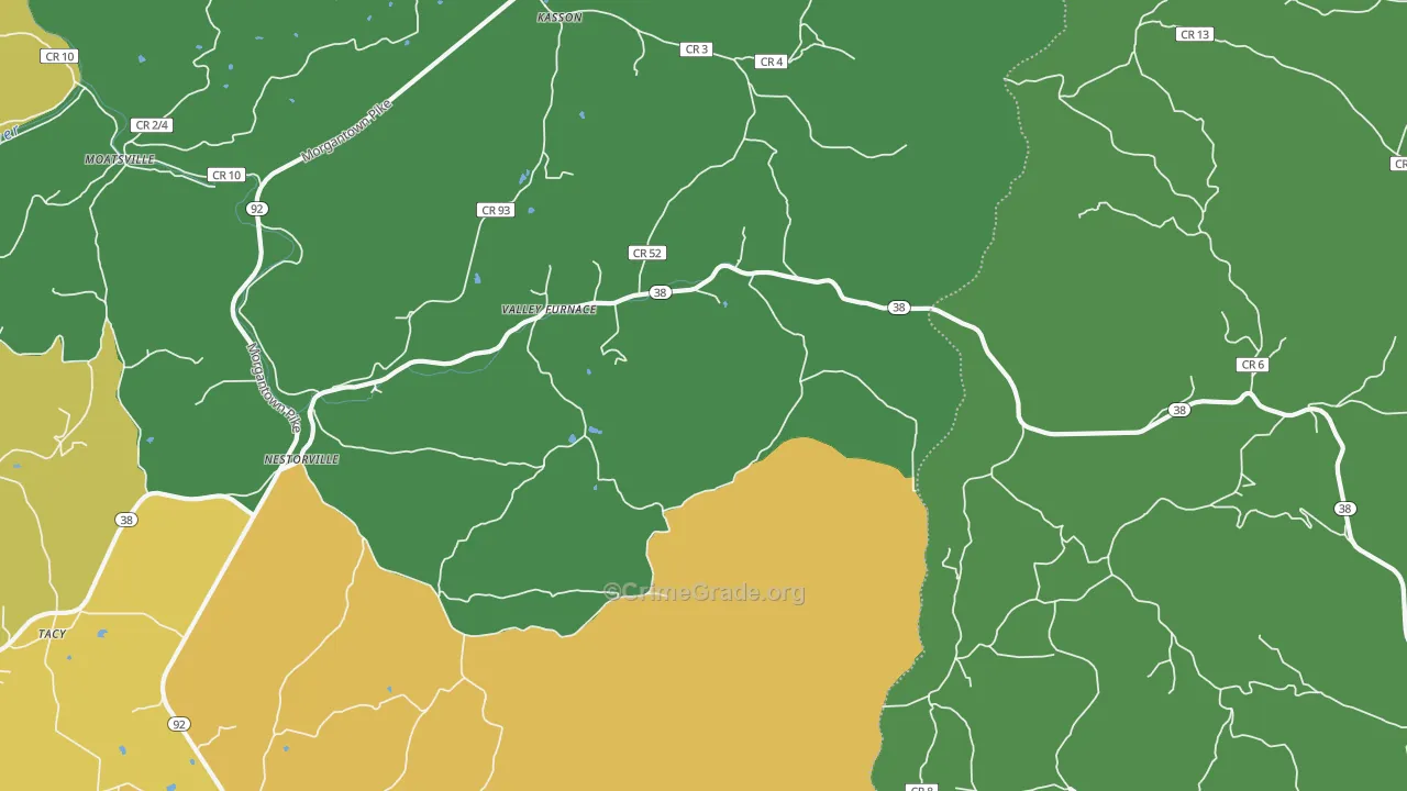 Valley Furnace, WV Map of Assault Rates