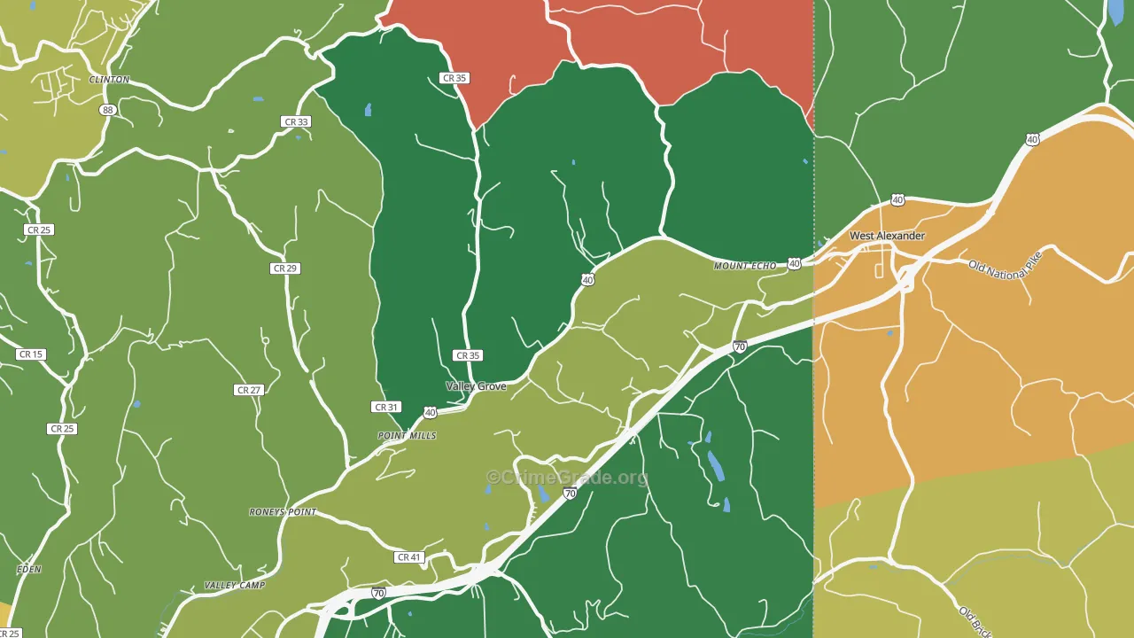 Valley Grove, WV Map of Assault Rates