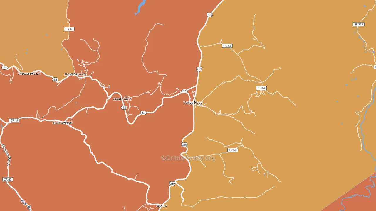 Valley Head, WV Map of Assault Rates