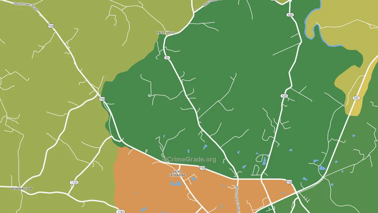 Valley Hill, KY Map of Assault Rates