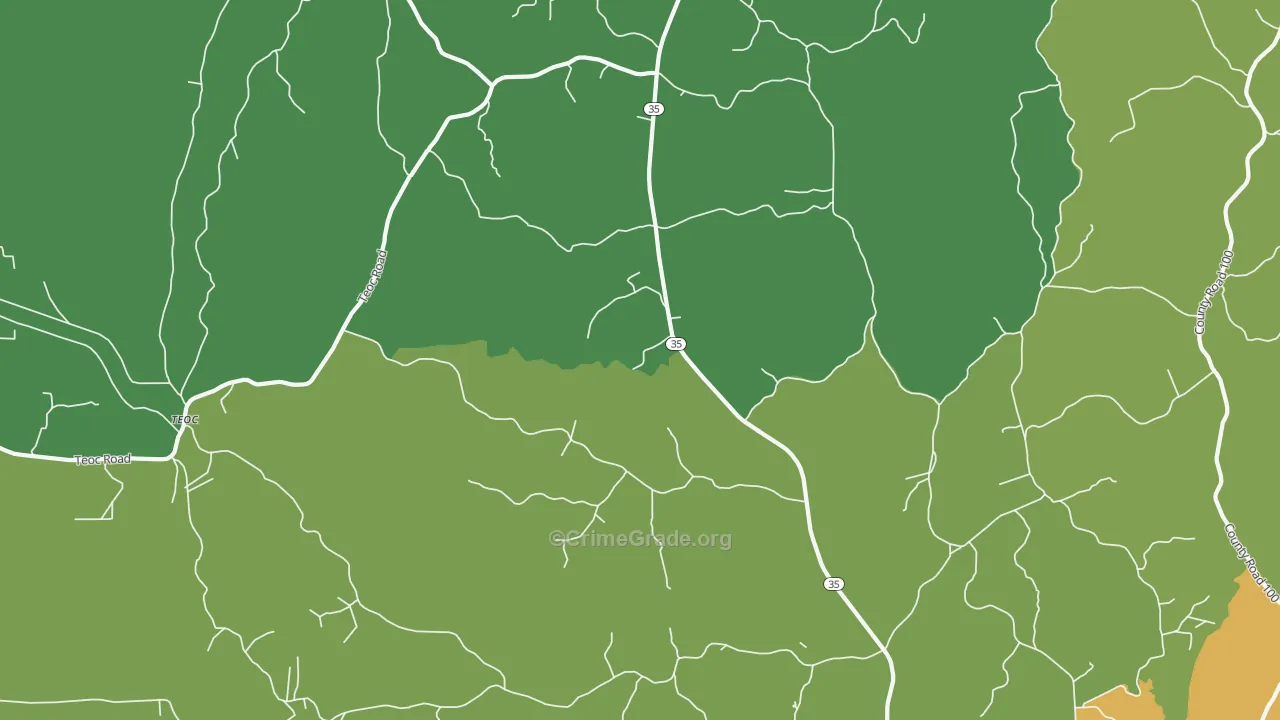 Valley Hill, MS Map of Assault Rates