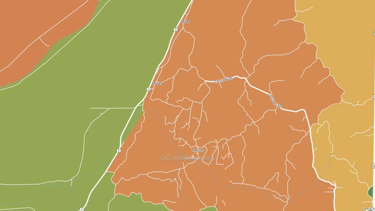 Valley, MS Map of Assault Rates