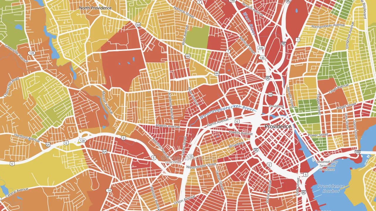 Valley, Providence, RI Map of Assault Rates