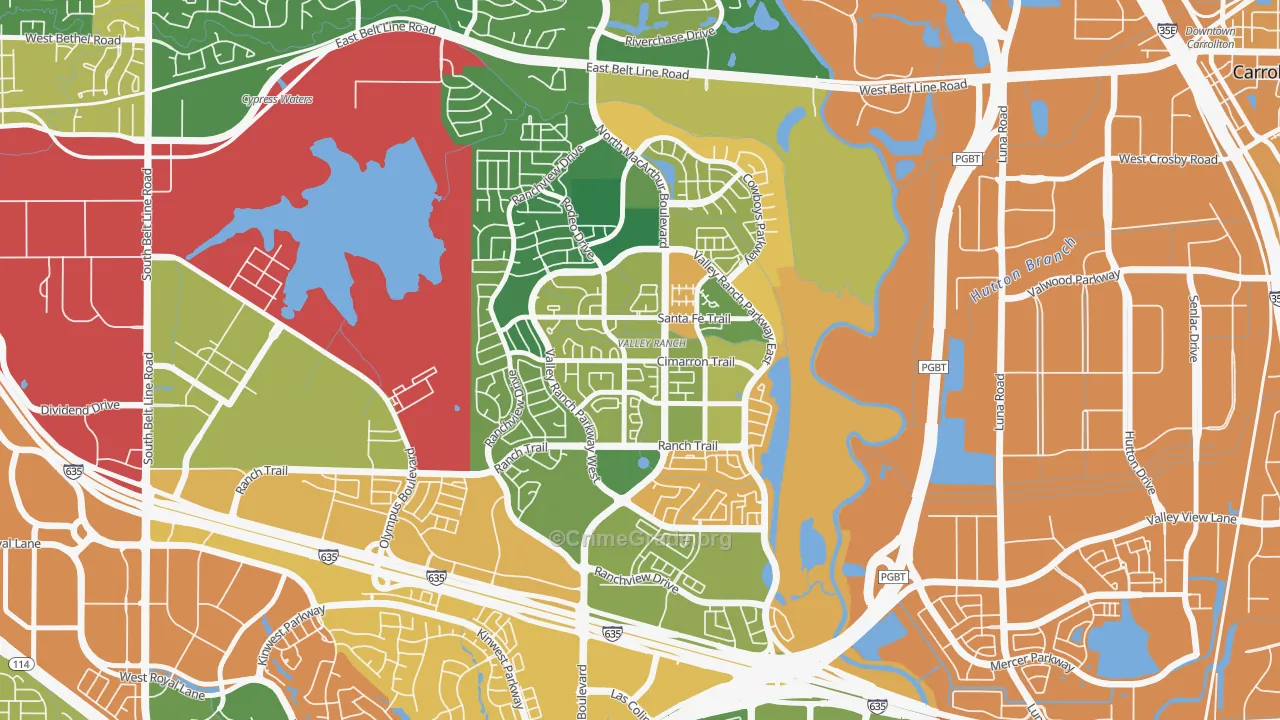Valley Ranch, Irving, TX Map of Assault Rates