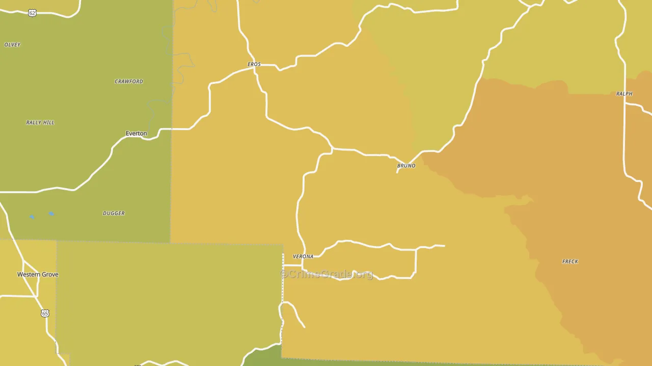 Valley Springs, AR Map of Assault Rates