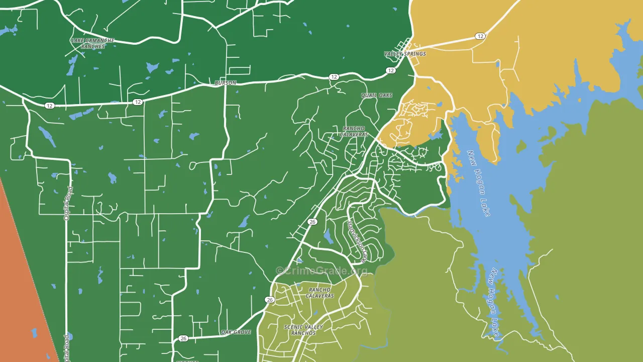 Valley Springs, CA Map of Assault Rates