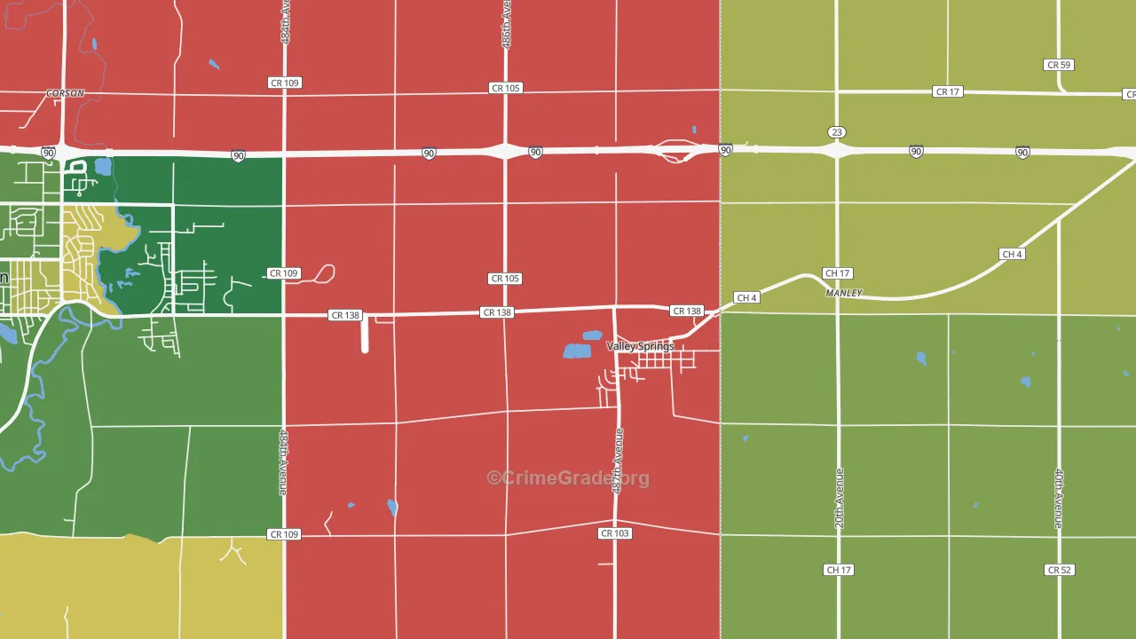 Valley Springs, SD Map of Assault Rates