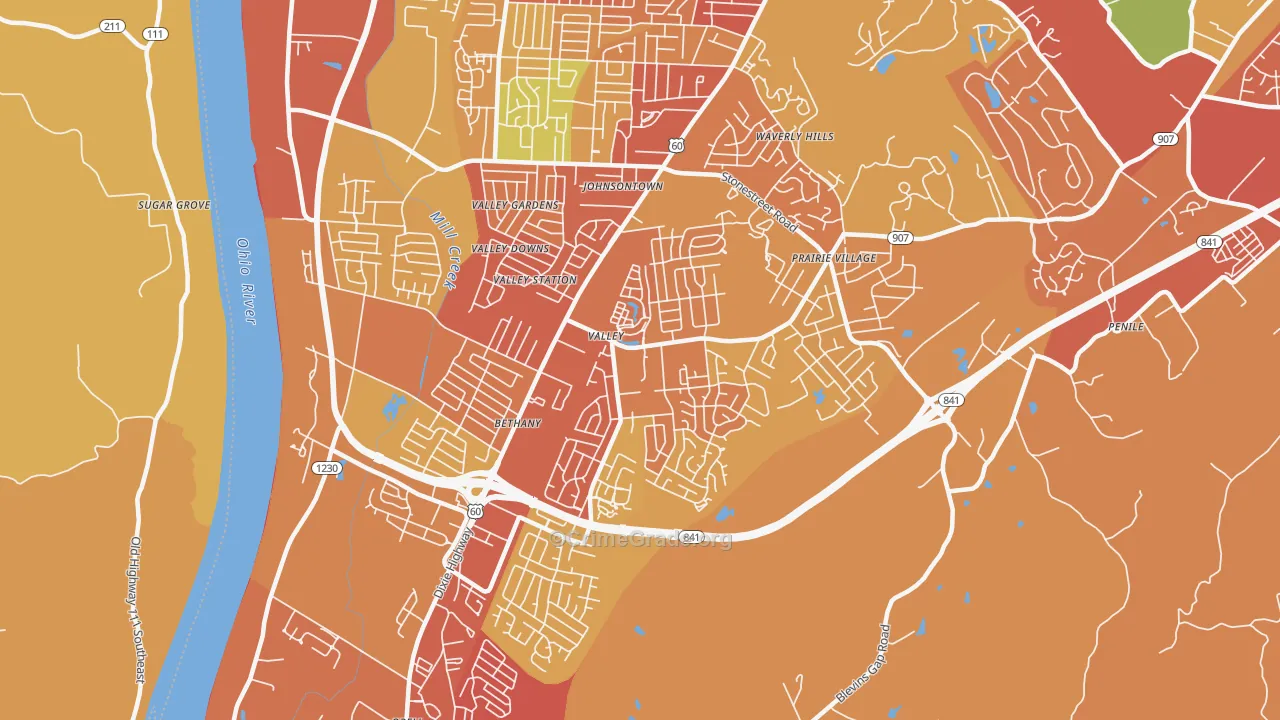 Valley Station, Louisville, KY Map of Assault Rates