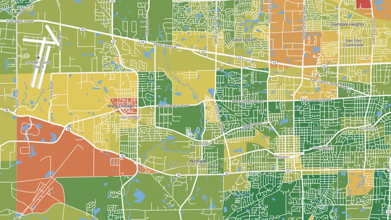 Valley View, Glen Ellyn, IL Map of Assault Rates