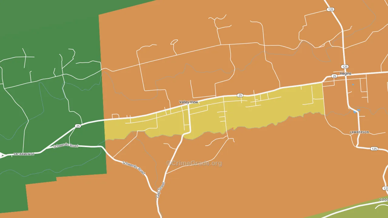 Valley View, PA Map of Assault Rates