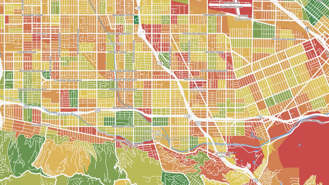 Valley Village, CA Map of Assault Rates
