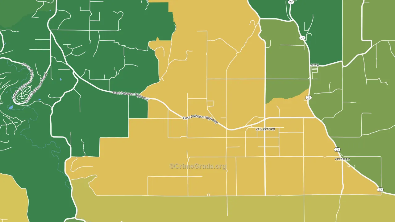 Valleyford, WA Map of Assault Rates