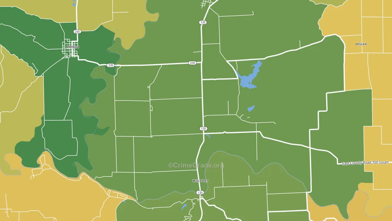 Vallonia, IN Map of Assault Rates