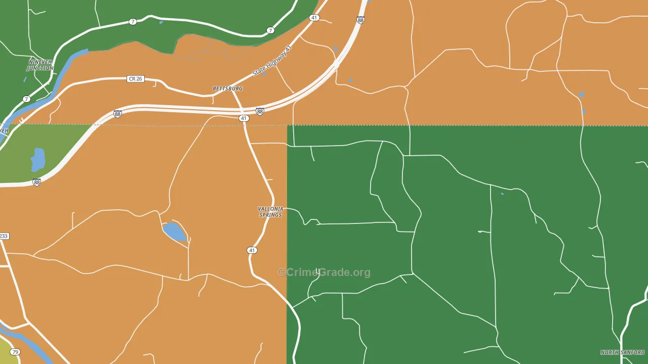 Vallonia Springs, NY Map of Assault Rates