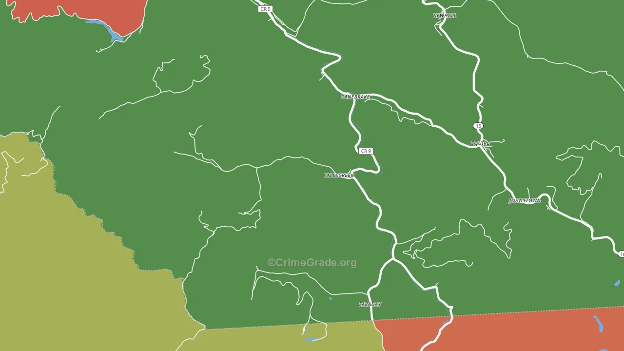 Vallscreek, WV Map of Assault Rates
