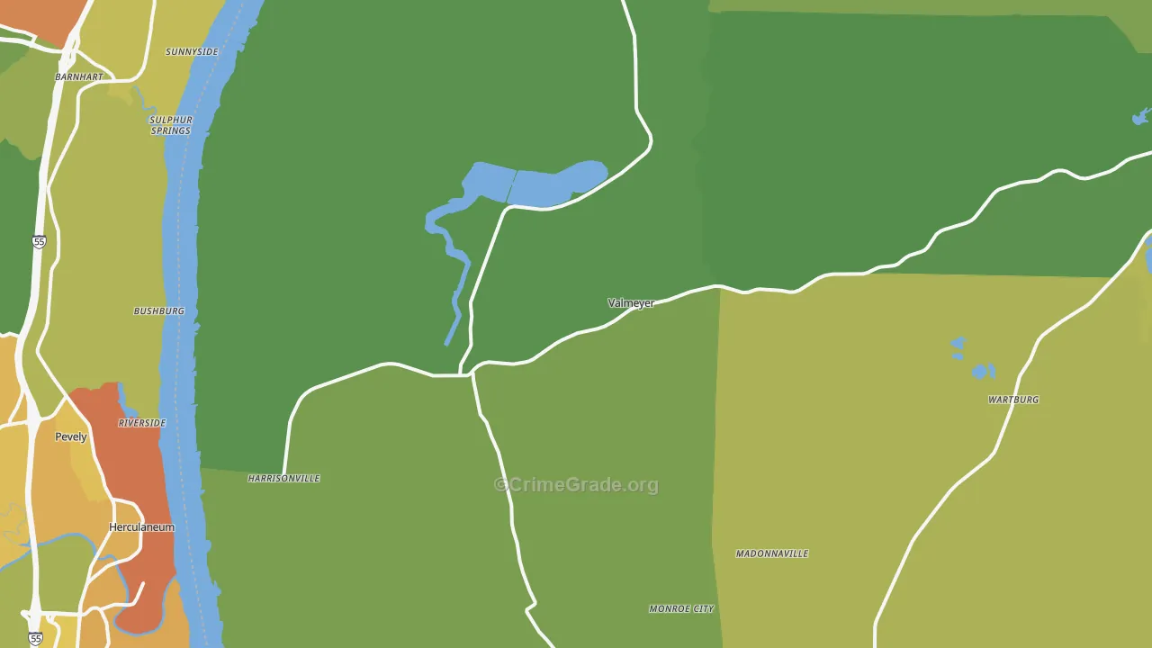 Valmeyer, IL Map of Assault Rates