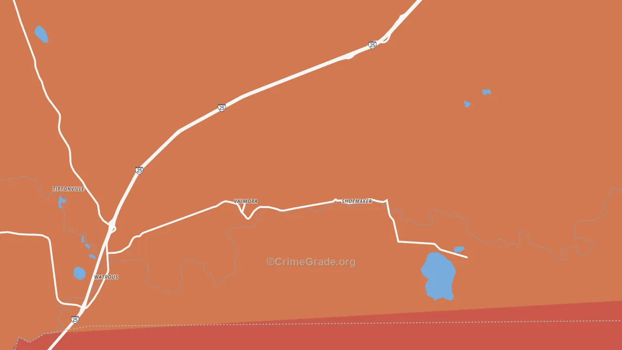 Valmora, NM Map of Assault Rates