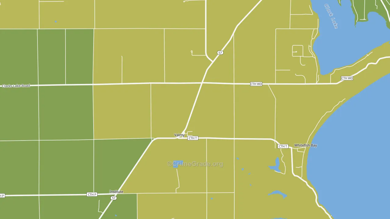 Valmy, WI Map of Assault Rates